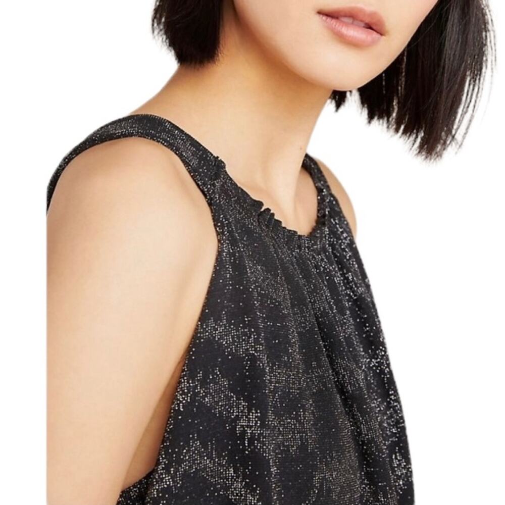 Anthropologie Carly Sleeveless Shimmer Top in Black and Silver, Medium - Picture 3 of 11